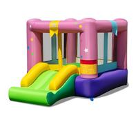 COSTWAY Chateau Gonflable sans Souffleur avec Toboggan & Panier de Basketball - Maison de Saut - pour Enfant 3-12 Ans