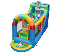 COSTWAY Château Gonflable sur Thème Clown avec Toboggan et Maison de Saut, Aire de Jeux Gonflable avec Mur d’Escalade et Piscine à Balles, 50 Balles, Intérieur Extérieur pour 3-10 Ans