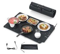 COSTWAY Chauffe Plat Électrique Pliable, Tapis Chauffant Alimentaire Électrique en Silicone, Plateau Chauffant Portable avec Température Réglable et Minuterie, pour Fêtes, Buffets, Réunions