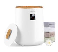 COSTWAY Chauffe-Serviettes 18 L Température Élevée 128℃, Seau à Serviettes avec Écran LED Arrêt Automatique Support de Disque Parfumé 2 Serviettes 100X178 CM, Peignoirs, Couvertures, Blanc