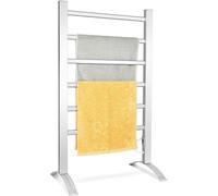 COSTWAY Chauffe-serviettes électrique 2 en 1, Porte-serviettes à 6 barres, Radiateur sèche-serviettes cadre aluminium, Radiateur sèche-serviettes 100W pour salle de bain, indépendant & mural