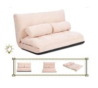 COSTWAY Chauffeuse Convertible, Dossier Réglable 6 Positions, Tissu Velours Côtelé Détachable et Lavable Beige