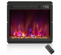 COSTWAY Cheminée Électrique Encastré 1500W, Cheminée Chauffage 18" avec Télécommande 16,5°C à 32°C Thermostat Minuterie 0,5-9H, Couleur de Flamme et de Lit de Braises Réglables