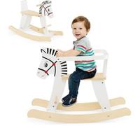 Cheval À Bascule En Bois Zébré - Costway - Anneau De Sécurité & Repose-Pied - 3 Ans+ - Charge Max. 40 Kg