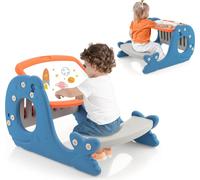 COSTWAY Chevalet pour enfants 4 en 1 avec banc, table à dessin avec plateau double face & tableau blanc, table d'activités & tableau pour enfants en forme de baleine avec tablette pour les enfants à p