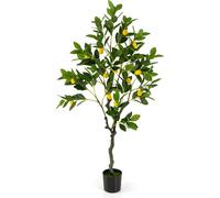 COSTWAY Citronnier artificiel 120cm, Citronnier avec pot & 18 citrons, Plante artificielle, Plante d'agrumes d'intérieur, Lemon Tree, vert, jaune
