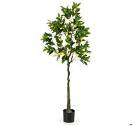 COSTWAY Citronnier Artificiel H160cm avec 27 Citrons, Plante Verte en Pot, Décoration Moderne pour Maison, Salon, Bureau