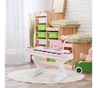 COSTWAY Clavier de piano 37 touches, Clavier pour enfants avec support, Piano jouet électronique, Instrument de musique avec fonction d'enregistrement et de lecture