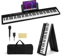 COSTWAY Clavier électrique pliable 88 touches, piano numérique portable avec MIDI, 1000 rythmes, 1000 sonorités, 150 démos, enregistrement