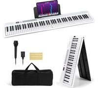 COSTWAY Clavier électrique pliable 88 touches, piano numérique portable avec MIDI, 1000 rythmes, 1000 sonorités, 150 démos, enregistrement