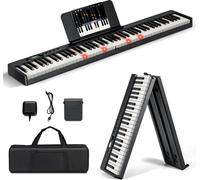 COSTWAY Clavier électronique pliable 88 touches pleine taille rétroéclairées, grain de bois amélioré, fonction split, 2 modes d'apprentissage, piano numérique avec double connexion sans fil, MP3/USB/M