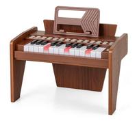 COSTWAY Clavier Piano Enfant 25 Touches avec Pupitre Amovible, Piano Numérique avec Mode d'apprentissage & Haut-Parleur, Vitesse et Volume Réglables, Instrument de Musique pour 3 Ans+ (Marron)