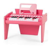 COSTWAY Clavier Piano Enfant 25 Touches avec Pupitre Amovible, Piano Numérique avec Mode d'apprentissage & Haut-Parleur, Vitesse et Volume Réglables, Instrument de Musique pour 3 Ans+ (Rose)