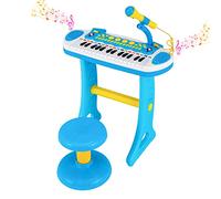 COSTWAY Clavier Piano Enfants 31 Touches avec Microphone et Tabouret,Piano Numérique avec Effets Lumineux,22 Démos,8 Volumes Réglables,8 Tonalités,7 Rythmes,Enfants 3 Ans+ (Bleu)…