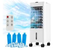 COSTWAY Climatiseur Mobile 4 en1 60W-Double Réservoir 2,8L-Télécommande,Ecran Tactile LED-Minuterie 12H-Oscillation 60°-3 Vent-Blanc
