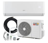COSTWAY Climatiseur Monosplit 12000 BTU 3,4 kW, Clim Inverter Réversible Pompe à Chaleur, R32, Classe A++ / A+, Faible Consommation, Unité Intérieure et Extérieure, Auto-nettoyage, Kit d’Installation