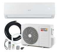 COSTWAY Climatiseur Monosplit 9000 BTU 2,6 kW, Clim Inverter Réversible Pompe à Chaleur, R32, Classe A++ / A+, Faible Consommation, Unité Intérieure et Extérieure, Auto-nettoyage, Kit d’Installation