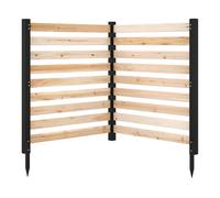 COSTWAY Clôtures de Jardin 2 Panneaux, Écran d'Intimité à Lattes Modulable en Bois Sapin avec Piquets Montage Facile, Clôtures Décoratives pour Poubelle Climatiseur Plante, 99 x 107 CM (Naturel)