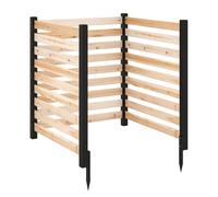 COSTWAY Clôtures de Jardin 3 Panneaux, Écran d'Intimité à Lattes Modulable en Bois Sapin avec Piquets Montage Facile, Clôtures Décoratives pour Poubelle Climatiseur Plante, 99 x 107 CM (Naturel)