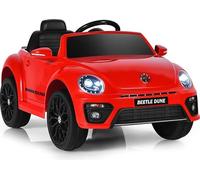 COSTWAY Coccinelle VW 12V voiture électrique pour enfants, avec télécommande 2,4G, véhicule pour enfants alimenté par batterie avec Bluetooth, port USB & 2 modes d'éclairage, voiture pour enfants de 3