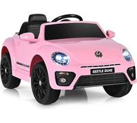 COSTWAY Coccinelle VW 12V voiture électrique pour enfants, avec télécommande 2,4G, véhicule pour enfants alimenté par batterie avec Bluetooth, port USB & 2 modes d'éclairage, voiture pour enfants de 3