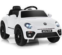 COSTWAY Coccinelle VW 12V voiture électrique pour enfants, avec télécommande 2,4G, véhicule pour enfants alimenté par batterie avec Bluetooth, port USB & 2 modes d'éclairage, voiture pour enfants de 3