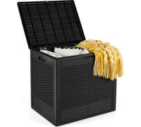 COSTWAY Coffre à coussins, Coffre à coussins résistant aux intempéries 96L, Coffre de rangement verrouillable, Coffre de jardin aspect rotin pour coussins, outils de jardin & jouets Noir