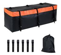 COSTWAY Coffre Attelage 255 L, Coffre Arrière pour Attelage de Remorque avec PVC Imperméable 6 Sangles Renforcées Sac de Rangement, pour Tous les Véhicules avec Porte-Bagages Attelé