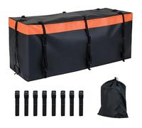 COSTWAY Coffre Attelage 453 L avec PVC Imperméable 6 Sangles Renforcées Sac de Rangement pour Véhicules avec Porte-Bagages Attelé
