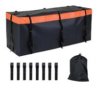 COSTWAY Coffre Attelage 453 L, Coffre Arrière pour Attelage de Remorque avec PVC Imperméable 8 Sangles Renforcées Sac de Rangement, pour Tous les Véhicules avec Porte-Bagages Attelé