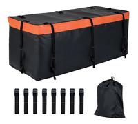 COSTWAY Coffre Attelage 566 L avec PVC Imperméable 6 Sangles Renforcées Sac de Rangement pour Véhicules avec Porte-Bagages Attelé