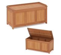 COSTWAY Coffre de Jardin Exterieur 3 en 1 en Bois Massif, Coffre de Rangement 220 L avec Couvercle Rabattable Charnière en Métal, Organisateur pour Terrasse Jardin Patio, Naturel
