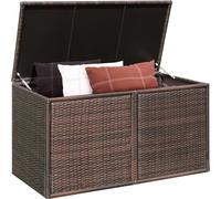 COSTWAY Coffre de rangement en rotin 335L, Coffre à coussins avec double porte & étagère, Banc coffre Banc pour terrasse jardin balcon 115x60x65cm (Marron)