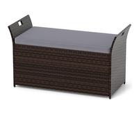 COSTWAY Coffre de Rangement en Rotin PE 260L, Boîte de Rangement Intérieur/Extérieur avec Coussin Couvercle Accueillir Jusqu'à 2 Personnes, pour Oreillers Outils Jouet, 125 x 56 x 71 cm