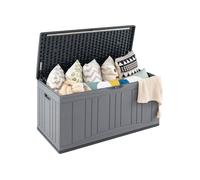 COSTWAY Coffre de Rangement Extérieur 300 L en HDPE Malle de Jardin avec Vérins & Couvercle Verrouillable Gris