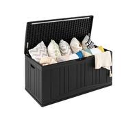 COSTWAY Coffre de Rangement Extérieur 300 L en HDPE Malle de Jardin avec Vérins & Couvercle Verrouillable Noir