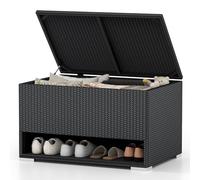 COSTWAY Coffre de Rangement Extérieure en Osier 186 L, Boîte de Rangement avec Étagère à Chaussures Doublure Protectrice, pour des Outils Jouet Accessoires, pour Intérieur et Extérieur