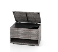 COSTWAY Coffre de Rangement Extérieure en Osier 186 L, Boîte de Rangement avec Étagère à Chaussures Doublure Protectrice, pour des Outils Jouet Accessoires, pour Intérieur et Extérieur (Gris)