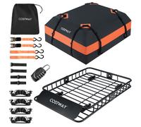 COSTWAY Coffre/Sac de Toit de Voiture Étanche de 425 L, 2 Sangles à Cliquet, 4 Crochets de Porte, Sac de Rangement et serrure 90 kg