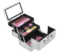 COSTWAY Coffret de Maquillage Beauty Case avec Miroir et Bandoulière 23 x 15 x 18CM pour Coiffeuse,Maquilleur,Fournitures de Couture