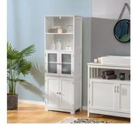 COSTWAY Colonne Salle de Bain avec 4 Portes 2 Compartiments Ouverts, Armoire Salle de Bain, Étagères Réglables, 60x30x163 cm, Blanc