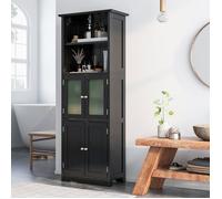 COSTWAY Colonne Salle de Bain avec 4 Portes 2 Compartiments Ouverts, Armoire Salle de Bain, Étagères Réglables, 60x30x163 cm, Noir