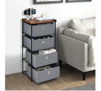 Costway Commode 4 Tiroirs En Tissu 42 X 33,5 X 84,5 Cm, Avec Cadre En Métal, Meuble Tiroir Rangement Pour Chambre, Industriel, Gris Multicolore