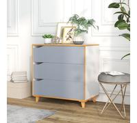 COSTWAY Commode à 3 tiroirs, armoire moderne à tiroirs avec grand espace de rangement, poignée intégrée & protection anti-basculement, armoire de rangement pour chambre à coucher, couloir, entrée & pe