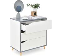 COSTWAY Commode Chambre 3 Tiroirs, Chiffonnier Commode, Poignée Intégrée, Dispositif Anti-basculement, 75 x 42 x 75 cm, Blanc