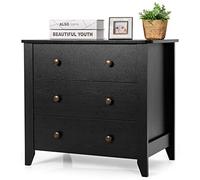 COSTWAY Commode Chambre Adulte, Commode 3 Tiroirs avec 4 Pieds, Meuble de Rangement en Bois pour Chambre, Salon, Entrée, Chambre d'enfant, 71 x 46 x 66 cm (Noir, 3 Tiroirs)