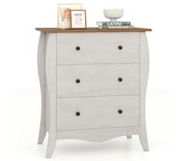 COSTWAY Commode Chambre, Commode 3 Tiroirs en Tissu Pliable, Design Incurvé, Plateau en Bois, Meuble de Rangement Chambre Rustique pour Chambre d'enfant, Salon (Gris,3 tiroirs)