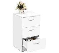 COSTWAY Commode Chambre en Bois avec 3 Tiroirs, Caisson de Bureau avec Tiroir, Table de Chevet pour Lit de H60CM, 35x38x67CM(Blanc)