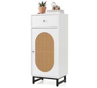 COSTWAY Commode Chambre Étroite avec Tiroir, Porte Cannage Bohème (Blanc)