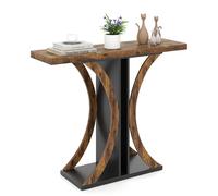 COSTWAY Console Meuble 100 cm, Console d'Entrée Rectangulaire, Cadre Géométrique, Derrière Le Canapé, pour Salon, Couloir, Entrée, Petit Espace (Marron Rustique)